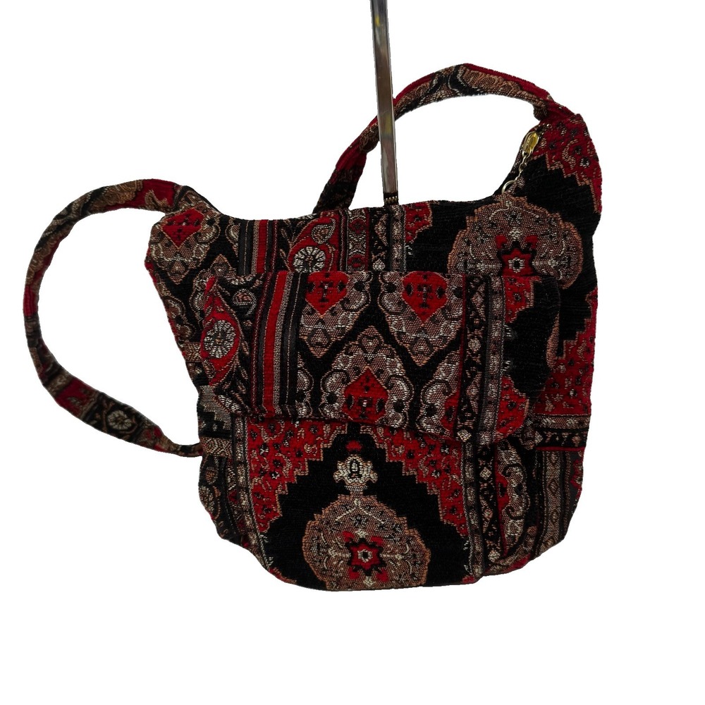 Gypsy Wings Handcrafted Crossbody Bag Tapestry Red Black Boho Hippie Zip Pocket